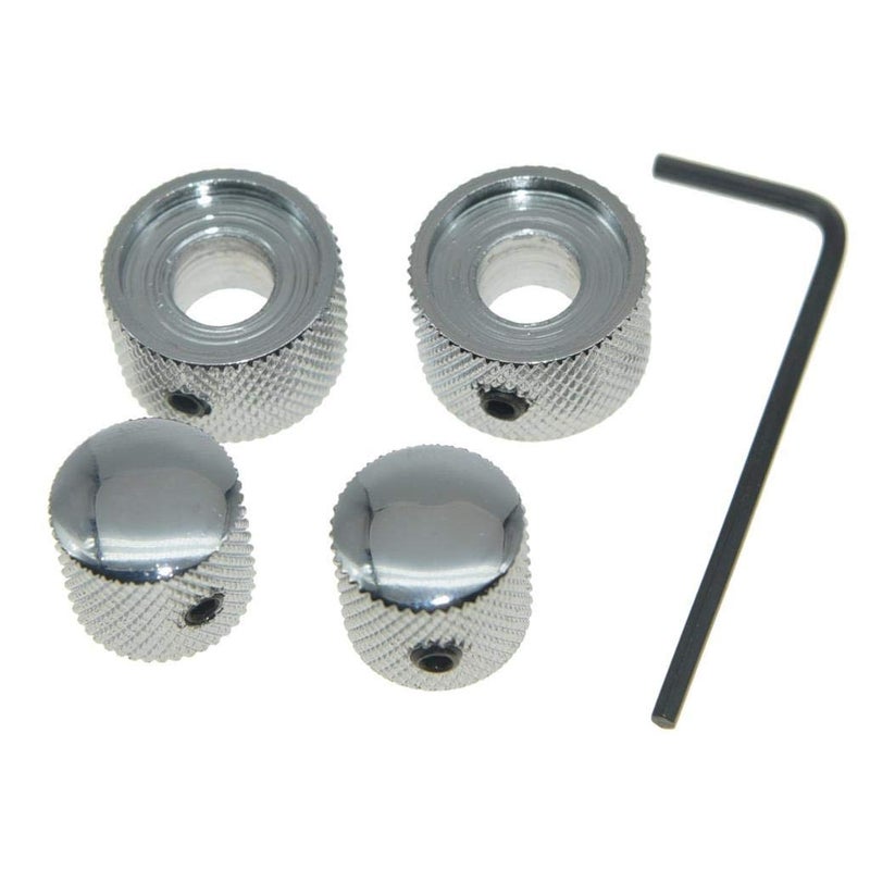 KAISH Pack of 2 Metal Dual Concentric Stacked Control Knobs Guitar Parts for Electric Guitar Bass Chrome - Image 2